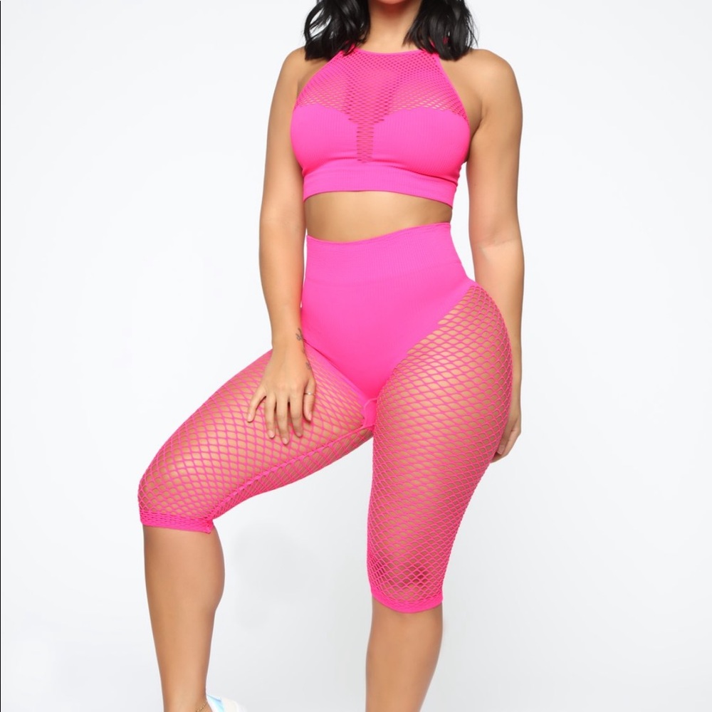 Fashion NO A SUMMER FISHNET NET BIKER SHORT SET